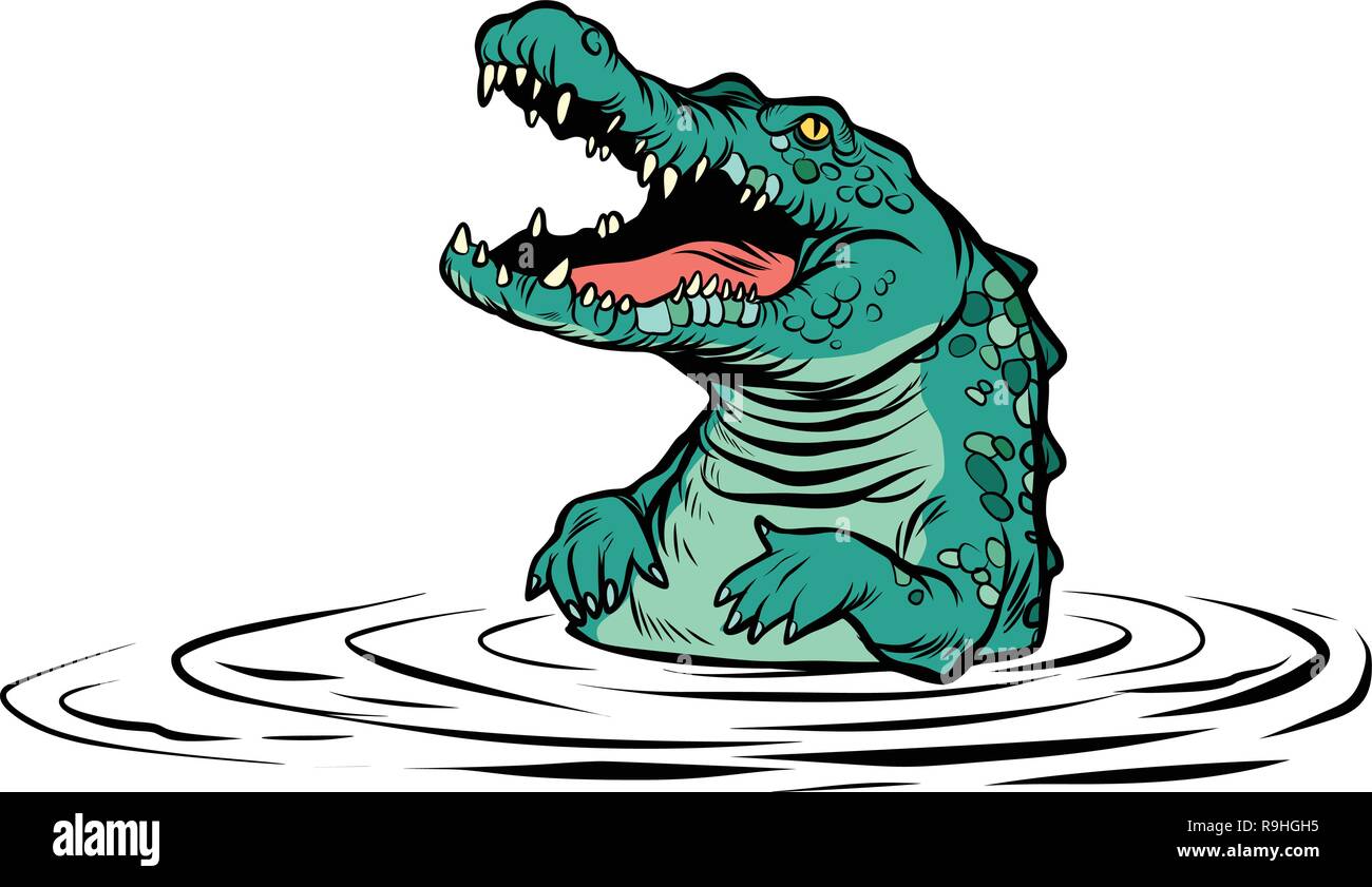 Caractère crocodile vert isoler sur fond blanc Illustration de Vecteur