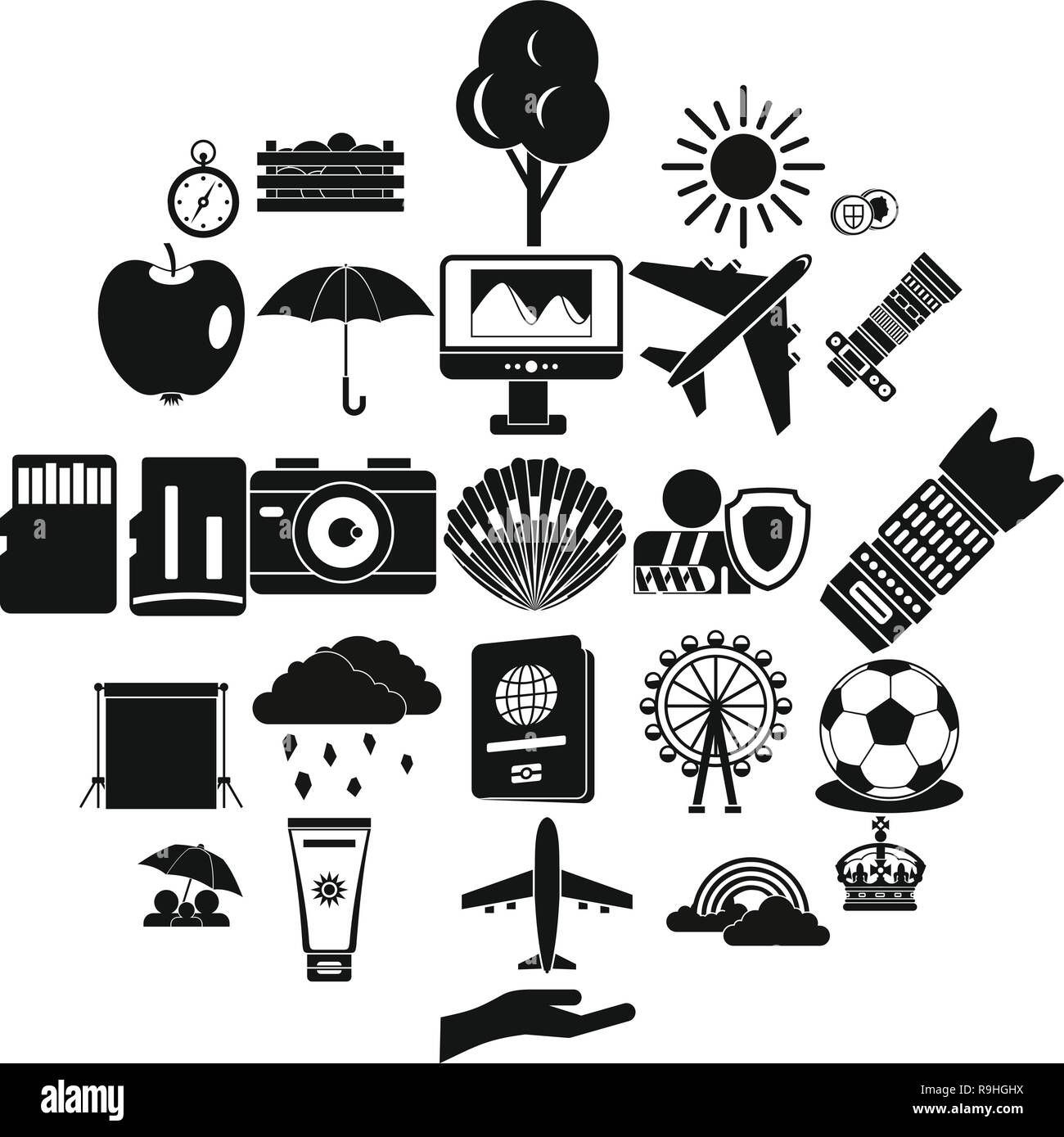 Icons set parapluie, le style simple Illustration de Vecteur