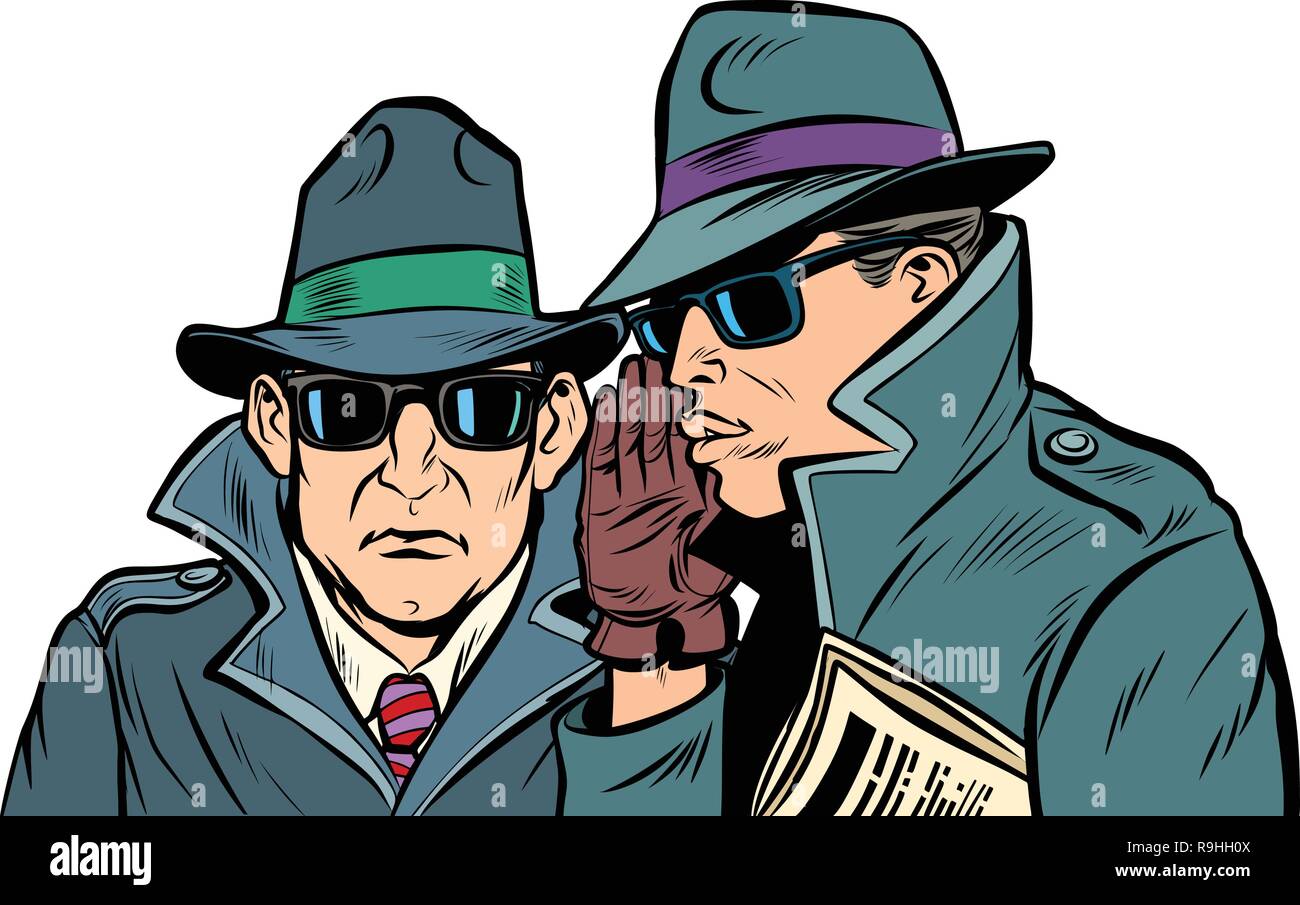 Deux agents secrets whispering Illustration de Vecteur