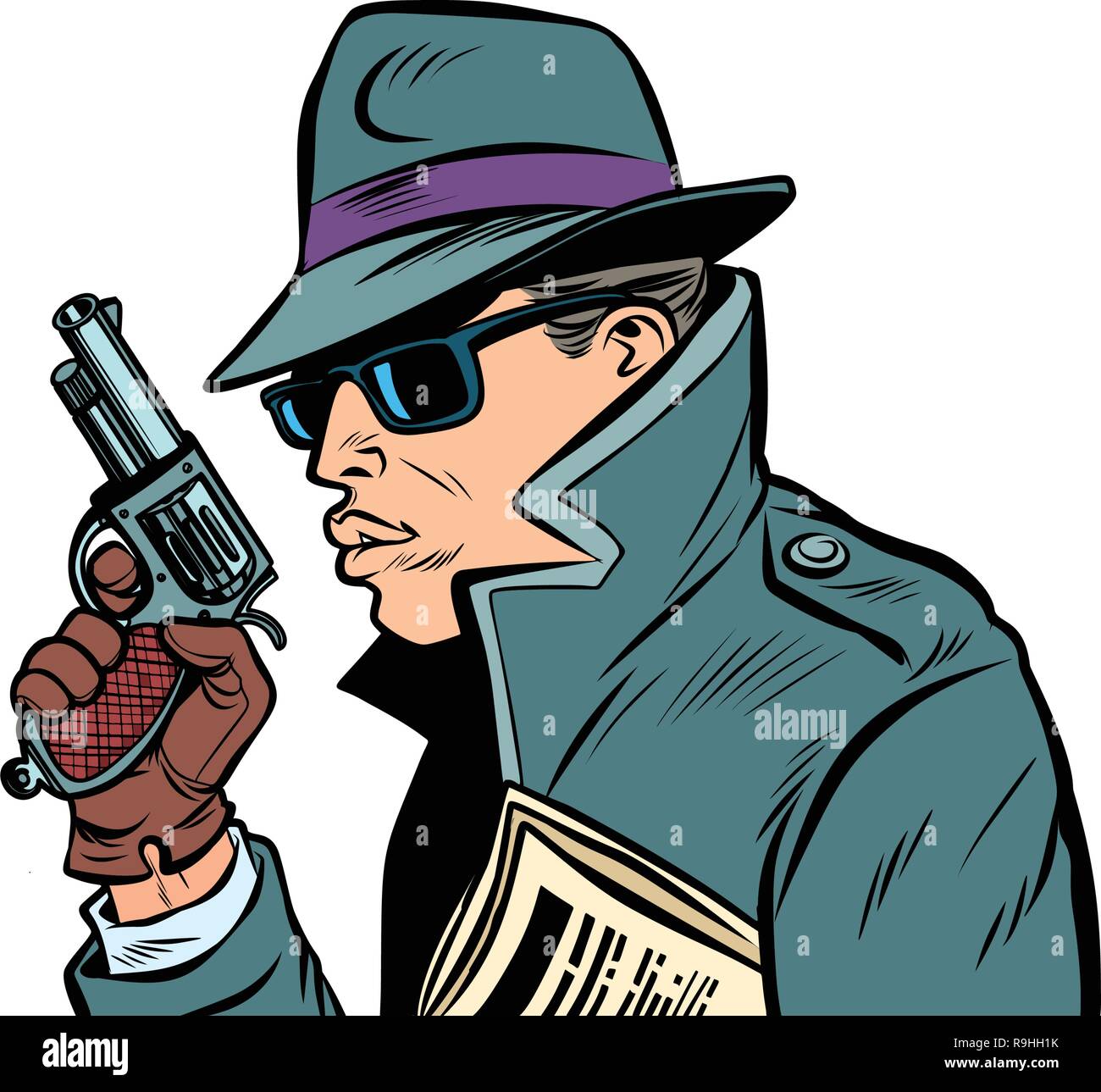 Espion des armes à feu, secret agent Illustration de Vecteur