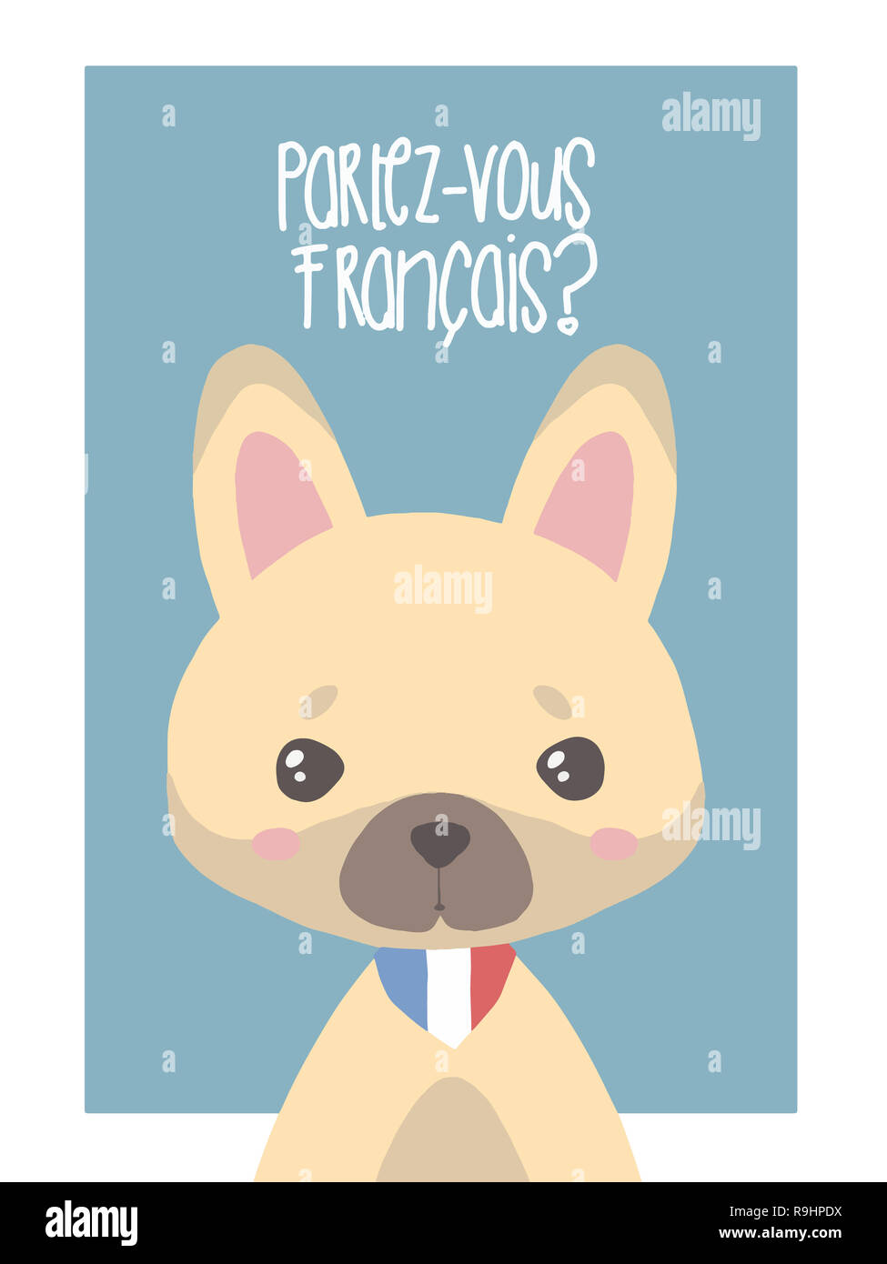 Mignon Chien Bouledogue Français Fauve Illustration Dessin