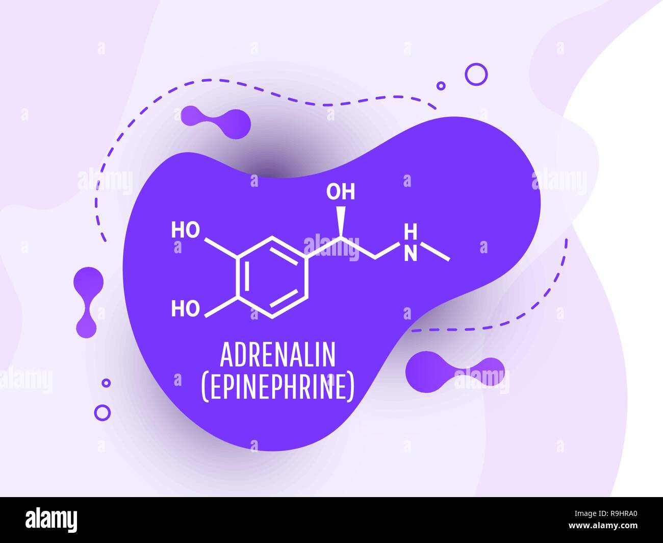 Adrénaline l'Adrénaline (épinéphrine), molécule isolé sur fond de liquide de l'onde. Icône vecteur. Illustration de Vecteur