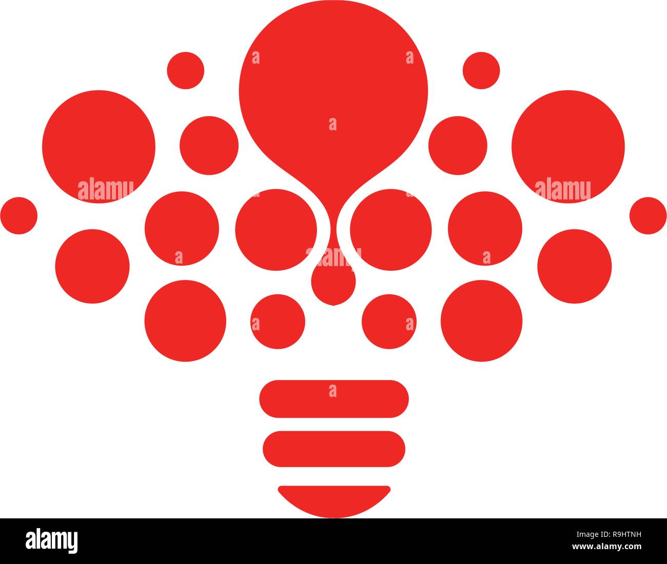 Icône d'ampoule. Idée de création logo design concept. Les cercles rouge vif, des bulles d'inspiration vecteur solution art signe. Illustration de Vecteur