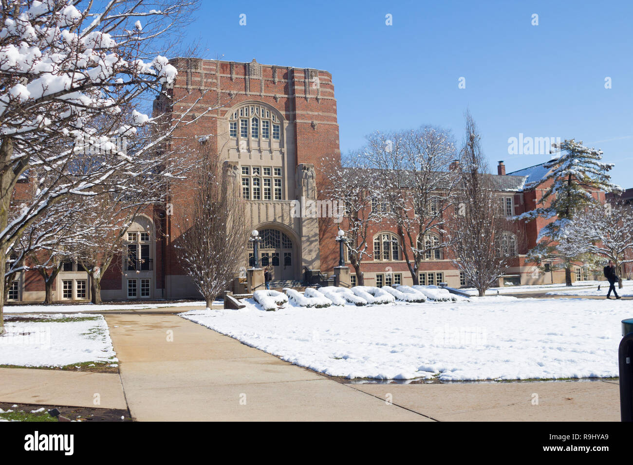 Purdue Memorial Union with Snow, Purdue University, West Lafayette, Indiana, États-Unis Banque D'Images