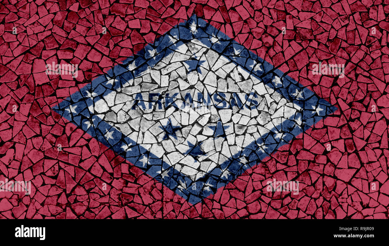 Carreaux de mosaïque Peinture d'Arkansas Drapeau, fond d'Etat des Etats-Unis Banque D'Images