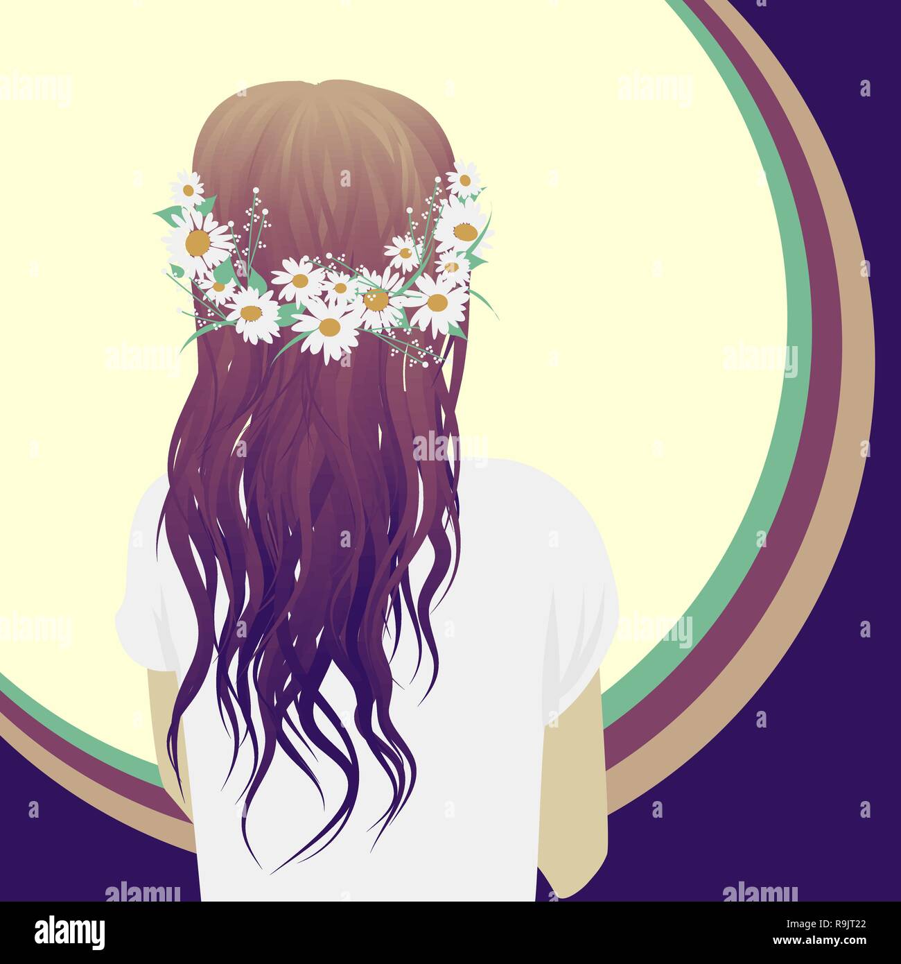 Hipster girl avec de beaux cheveux, vector illustration Illustration de Vecteur