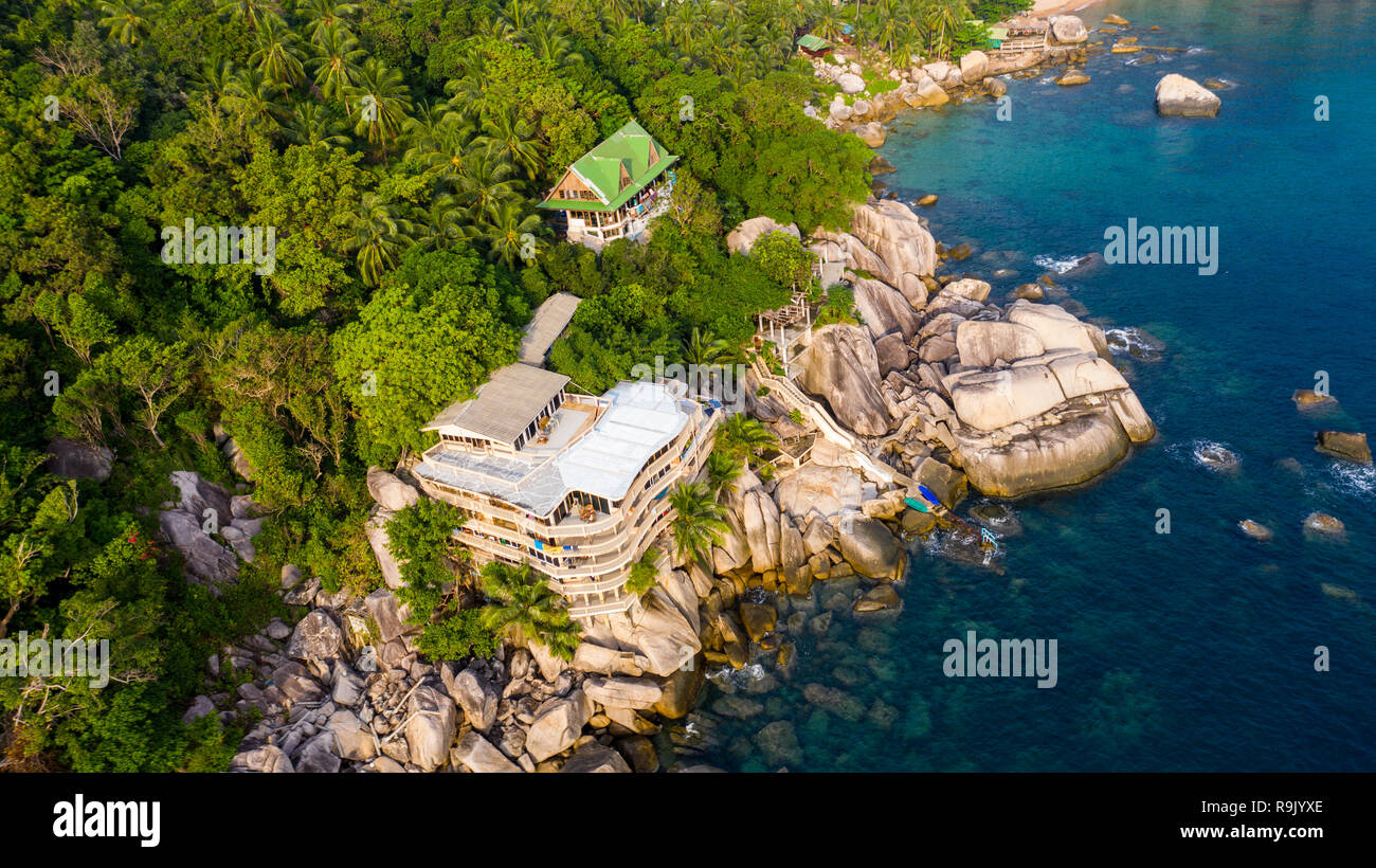 Hin Wong Appartements et hôtel, Hin Wong Bay, Koh Tao Island, Thaïlande Banque D'Images