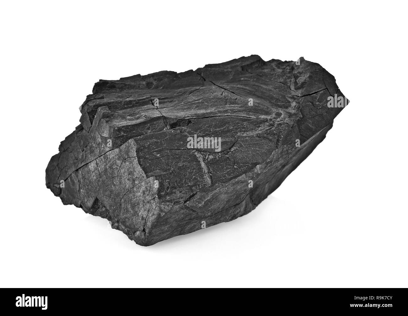 Charbon sur fond blanc Banque D'Images