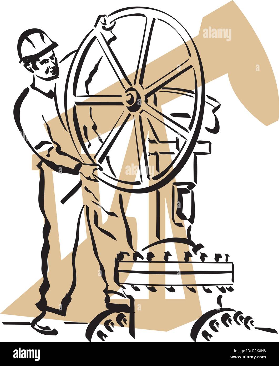Illustration d'un travailleur d'huile à l'œuvre dans une plate-forme pétrolière Illustration de Vecteur