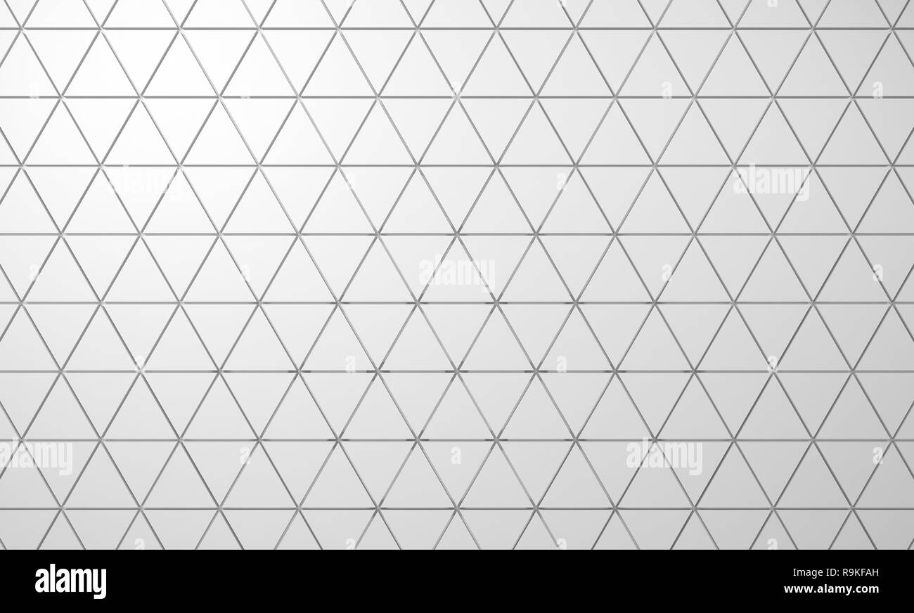 Résumé fond blanc avec motif triangles sur mur, 3d illustration Banque D'Images
