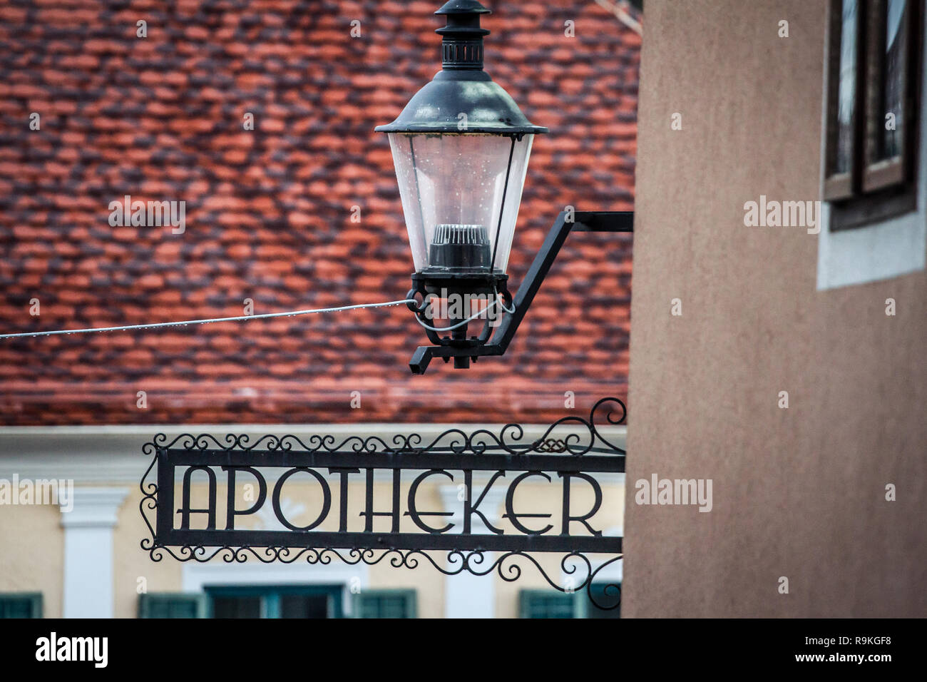 Pharmacie historique dans la ville de Batalha, Waldviertel, Basse Autriche Banque D'Images