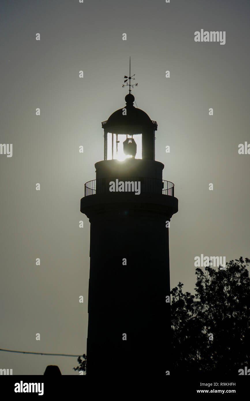 Silhouette du phare de la ville d'Alexandroupoli, Macédoine orientale et Thrace, Grèce Banque D'Images
