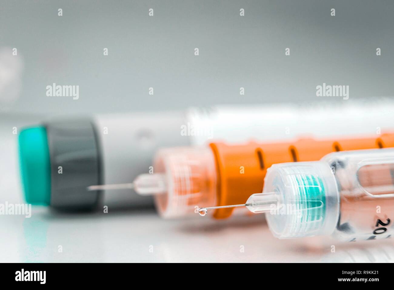 L'aiguille d'injection d'insuline ou stylo pour utilisation par les diabétiques Banque D'Images