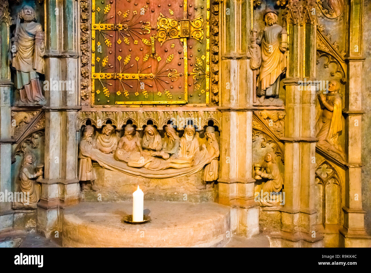 Intérieur de la cathédrale gothique de St Lorenz, Nuremberg en Allemagne Banque D'Images