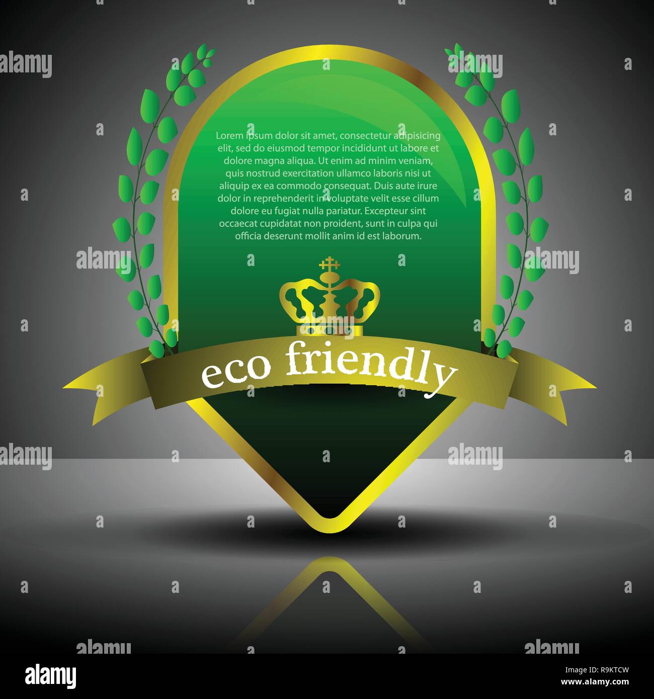 Garantie Écologique Brillant Vert Et Or, Étiquette De Prix, Bannière Ou Modèle De Badge, Meilleure Disposition Eco Business Avec Feuilles Et Couronne D'Or - Vecteur Illustration de Vecteur