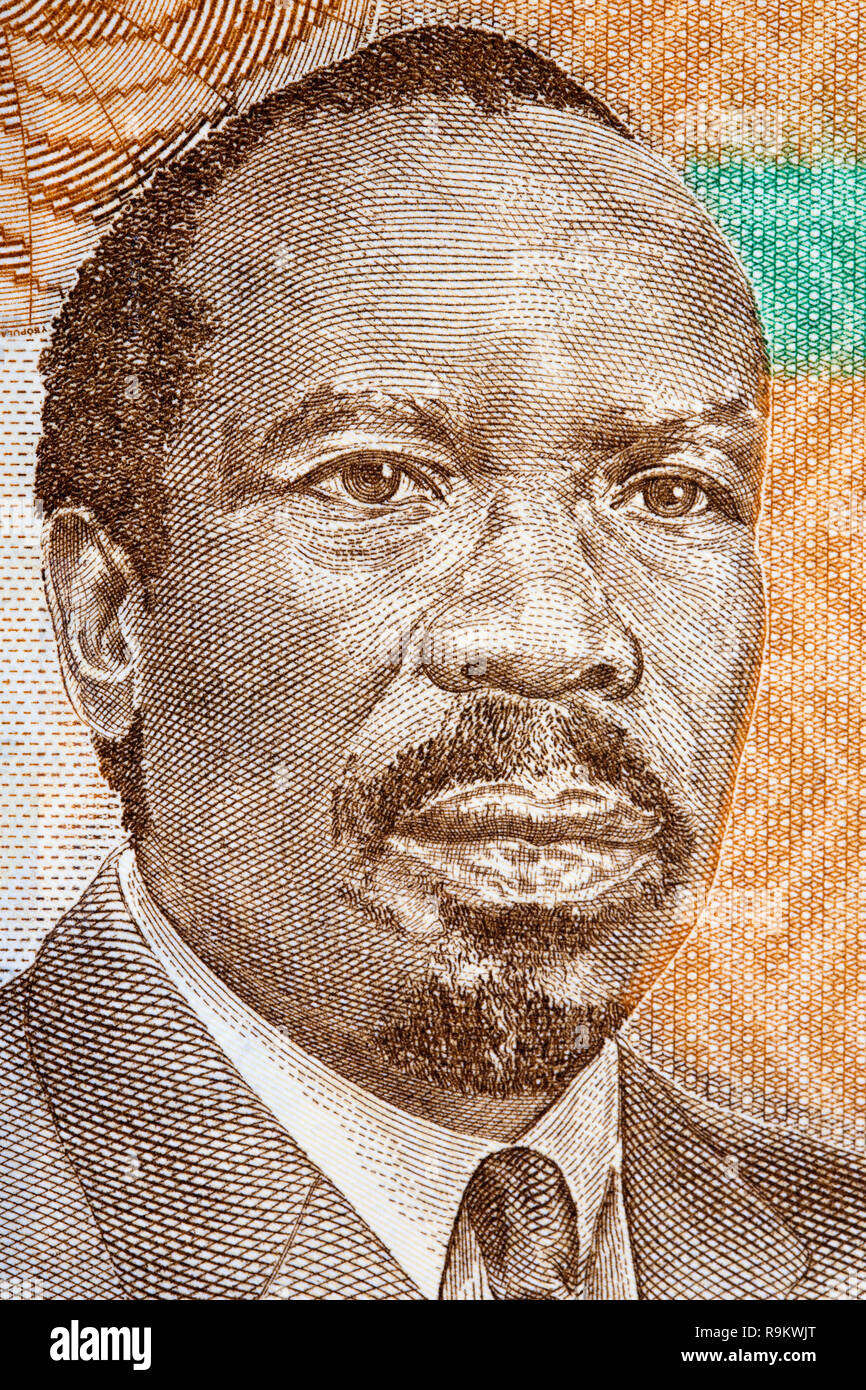 Portrait de Seretse Khama Botswana argent Banque D'Images