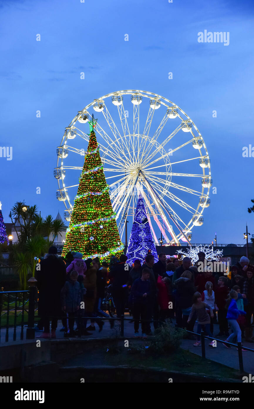 Bournemouth, Dorset, UK. 26 décembre 2018. La foule l'arbre de Noël visiit Wonderland dans les jardins bas à Bournemouth, Dorset, UK le lendemain. Crédit photo : Graham Hunt/Alamy Live News Banque D'Images