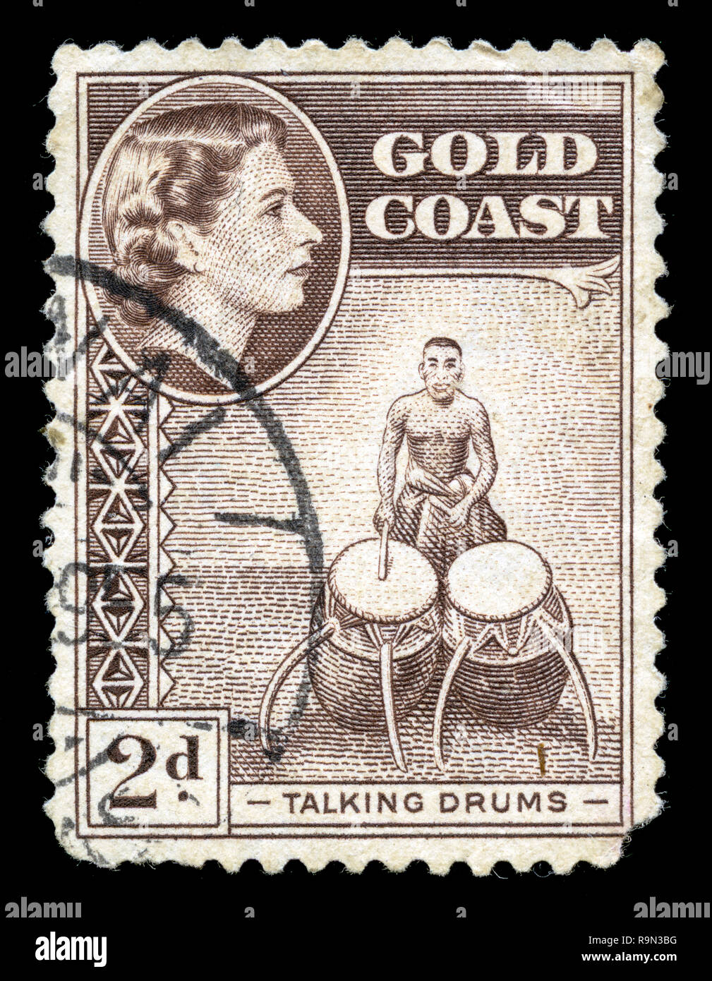 Timbre-poste à partir de la Gold Coast à la reine Elizabeth II et scènes locales (1952-1954) série émise en 1954 Banque D'Images