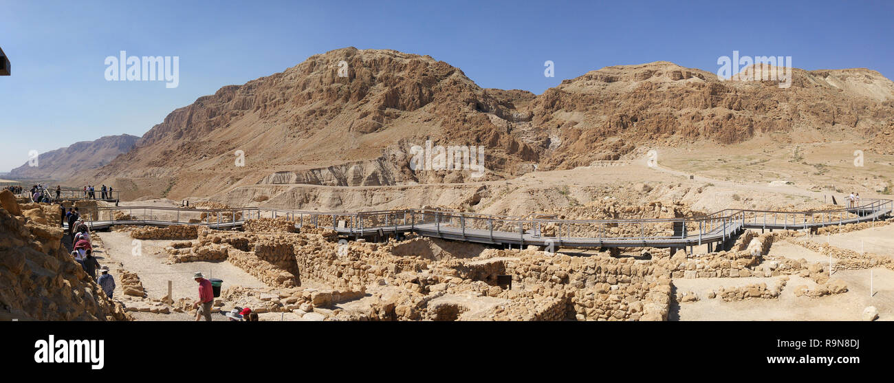 Vue panoramique de Qumran Banque D'Images