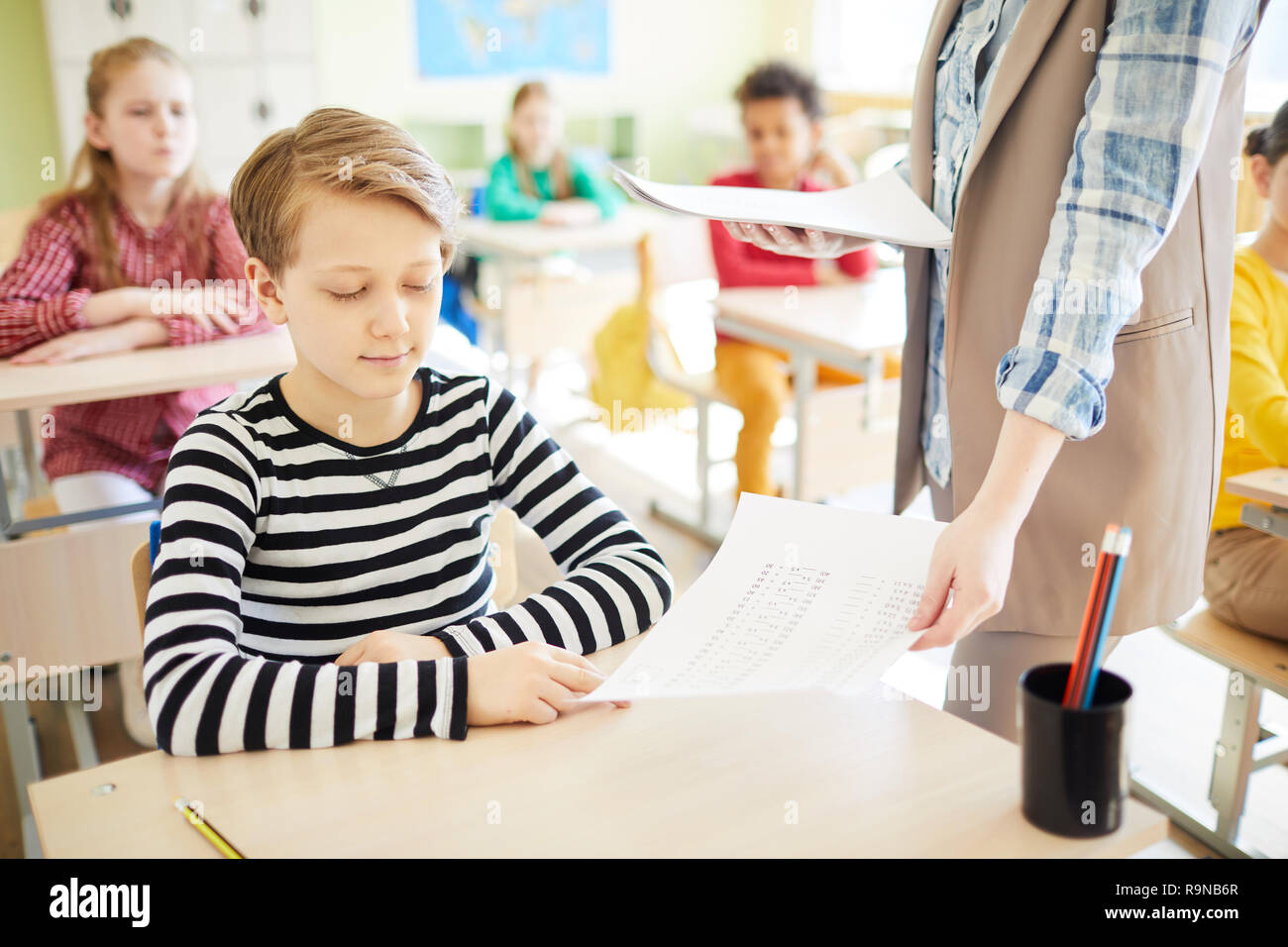 Test de l'école obtenir retour Banque D'Images