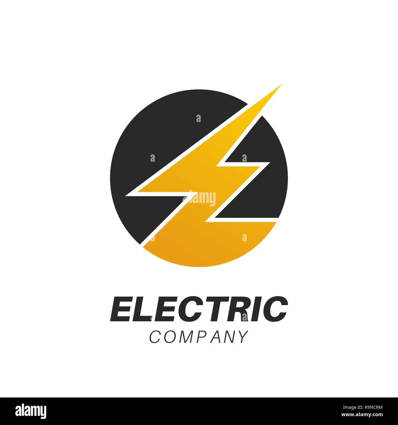 Modèle pour un logo de la compagnie électrique, service à la clientèle. L'éclair dans un cercle symbolisant la lettre Е. Vector illustration. Illustration de Vecteur