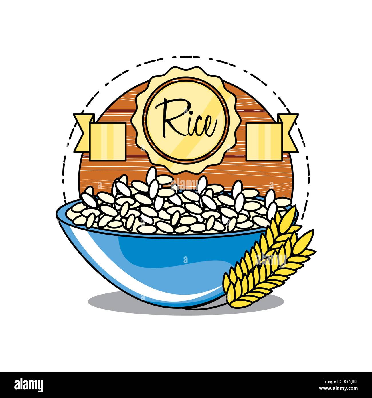 Frais et délicieux dans un bol de riz vector illustration design Illustration de Vecteur