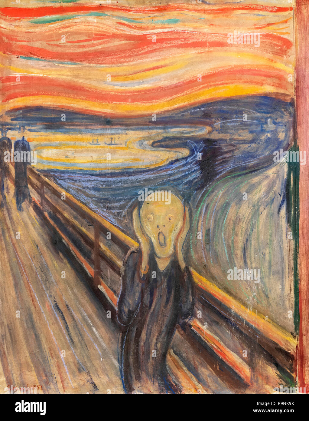 The Scream (Skrik) par Edvard Munch (1863-1944), huile, tempera et pastel sur carton, 1893.Version originale, National Gallery, Oslo. Banque D'Images