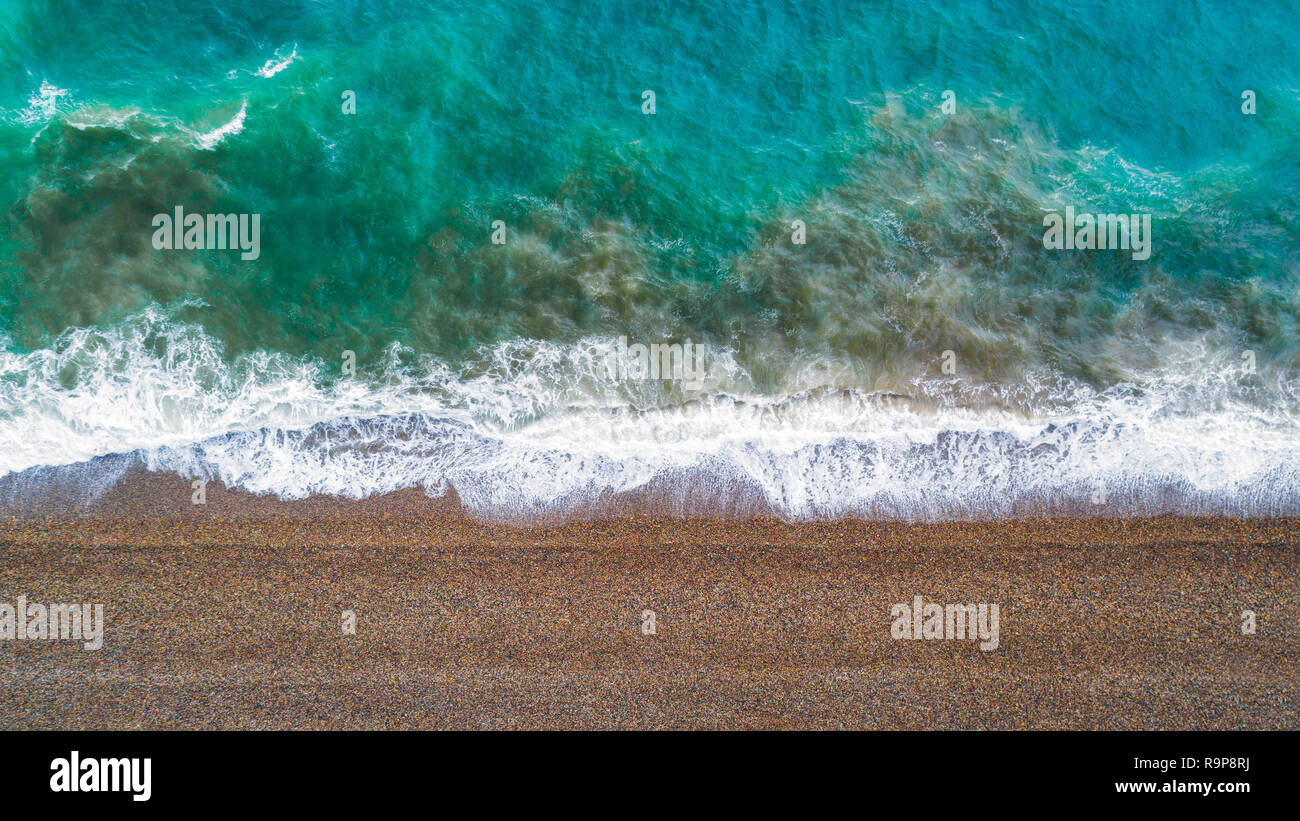 Vue d'un bourdon à la plage,Vue de dessus drone aérien photo de couleur magnifique plage mer Banque D'Images