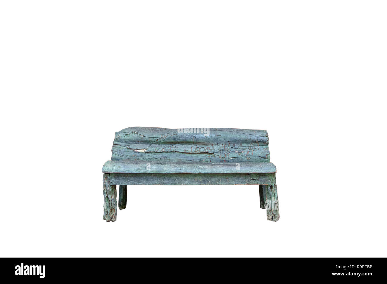 Banc en bois vert isoler sur fond blanc avec chemin de détourage. Banque D'Images Banc en bois vert isoler sur fond blanc avec chemin de détourage. Banque D'Images