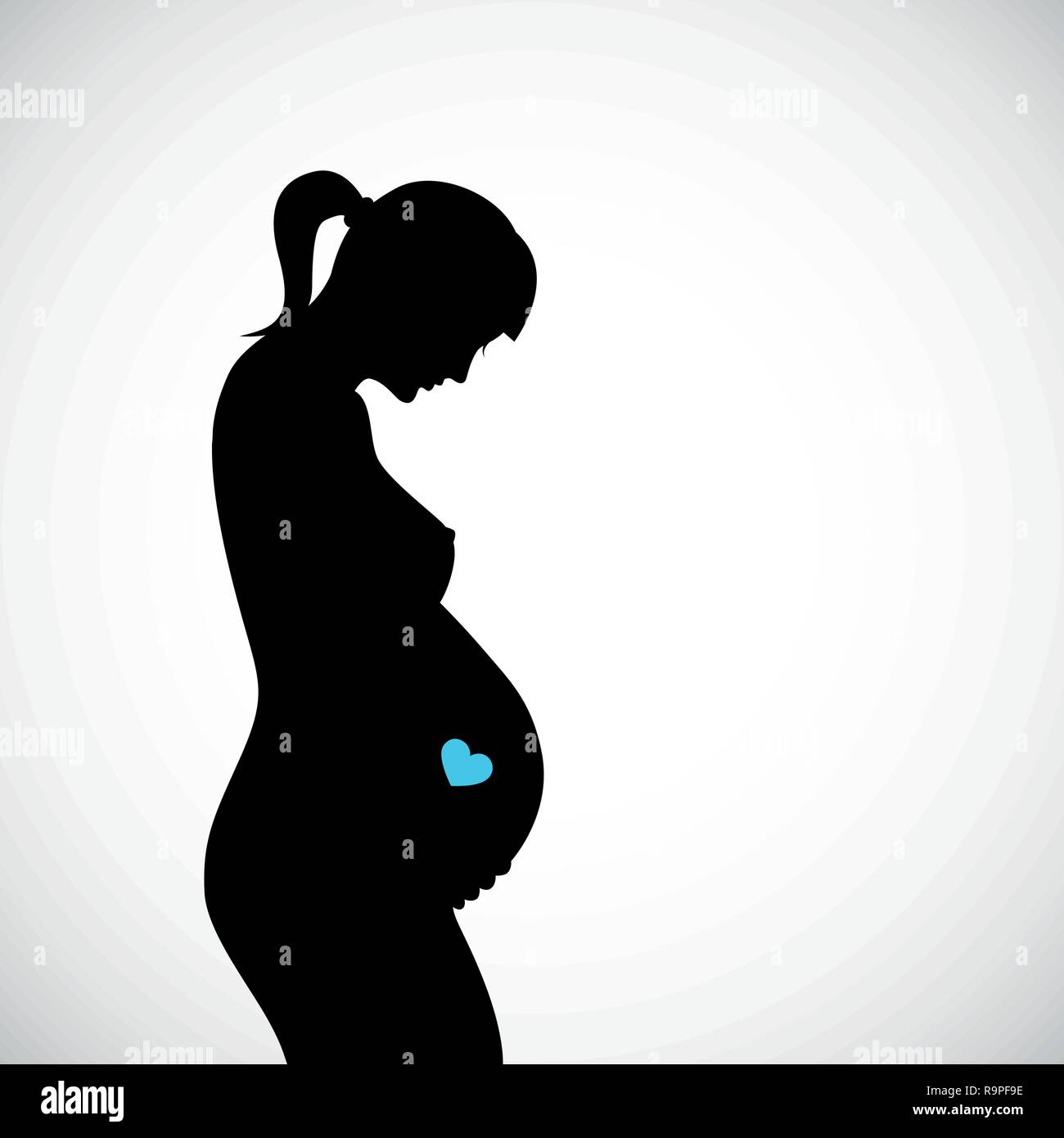 Femme enceinte coeur bleu silhouette vector illustration Illustration de Vecteur