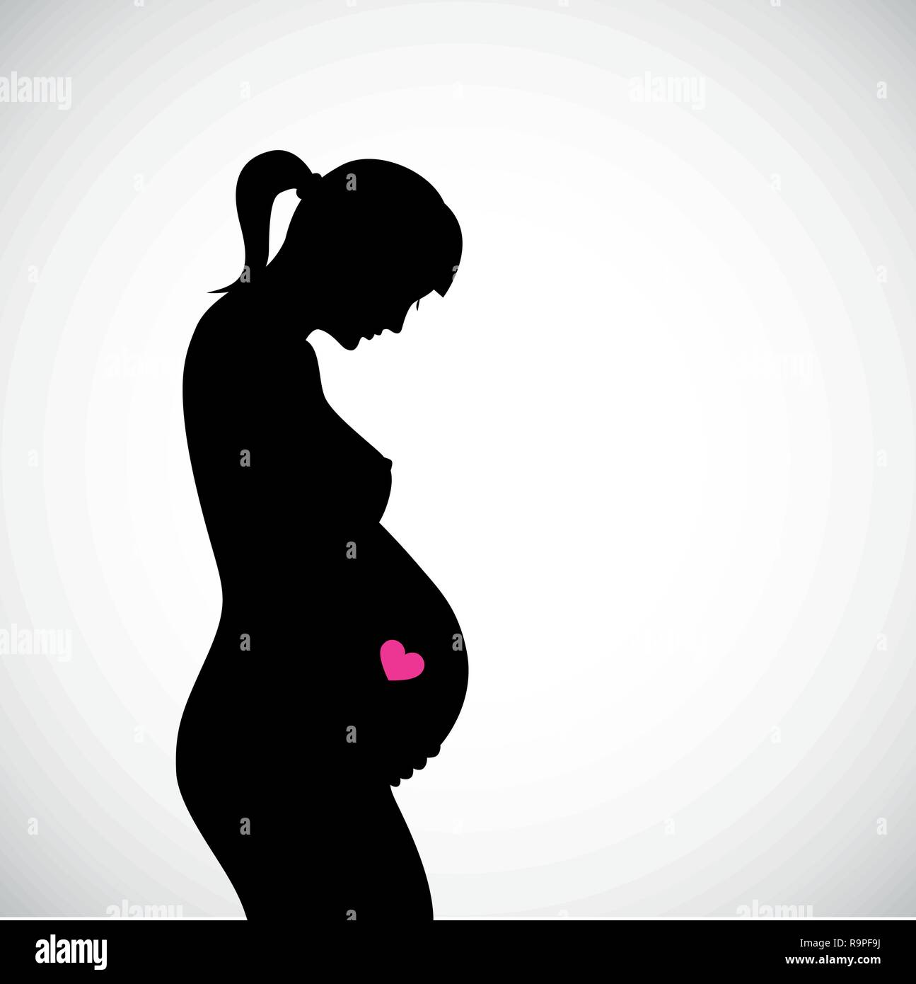 Silhouette de femme enceinte coeur rose vector illustration Illustration de Vecteur