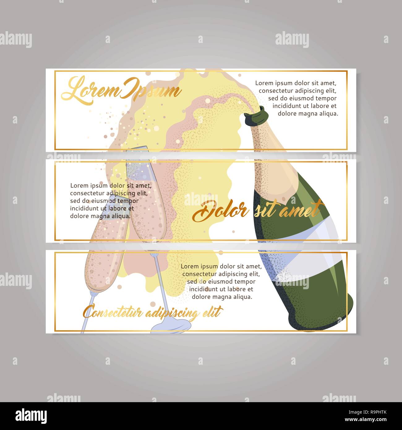 Brochures avec bouteille. Fête de célébration et de concept. Illustration de Vecteur