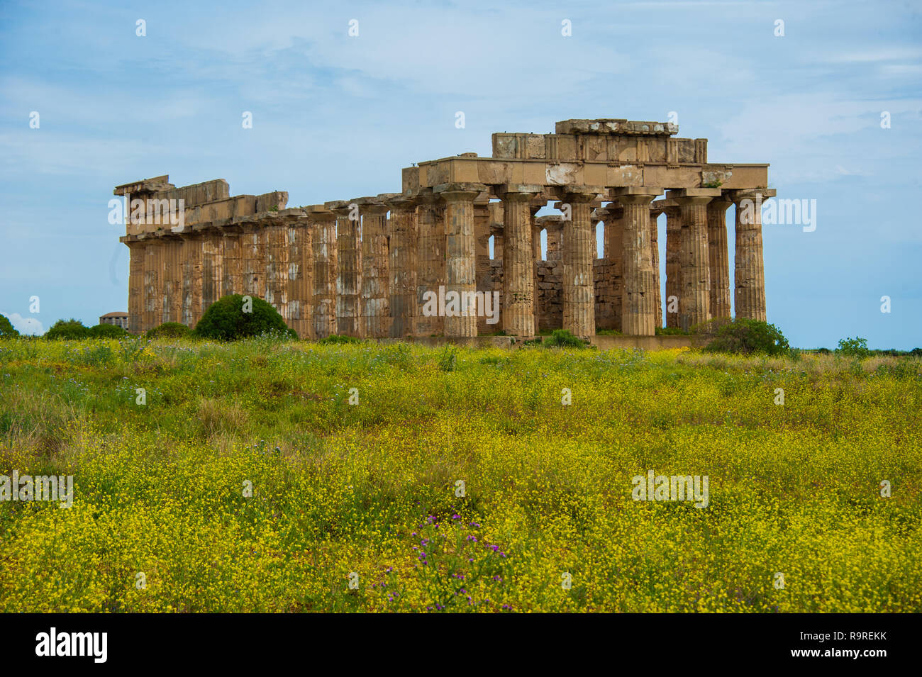 Sicile, Selinunte, Temple de l'Hera dans le site de fouilles archéologiques Banque D'Images