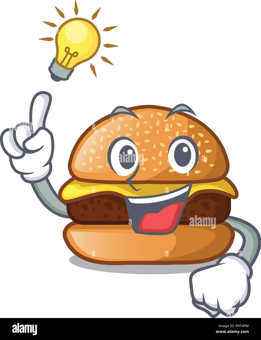 Avoir Une Idee Avec Le Hamburger Au Fromage Toping Cartoon Image Vectorielle Stock Alamy