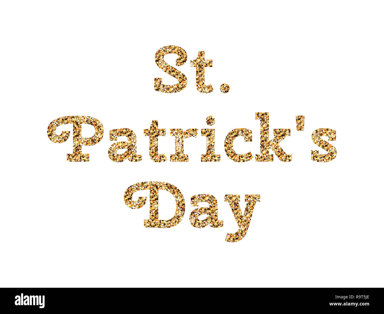 St Patrick Day. Nom de l'événement - le texte de paillettes. Isolated on white Banque D'Images