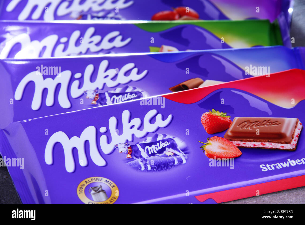 POZNAN, POL - JUN 15, 2018 : Des chocolats Milka, une marque de confiserie  de chocolat qui trouve son origine en Suisse en 1825 et depuis 1990 a été  manufact Photo Stock - Alamy