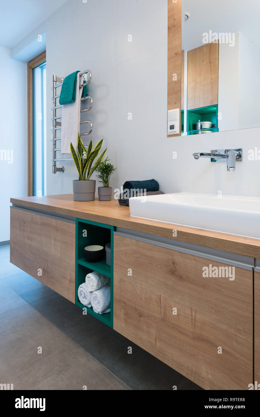 Détail de l'intérieur salle de bains moderne Banque D'Images