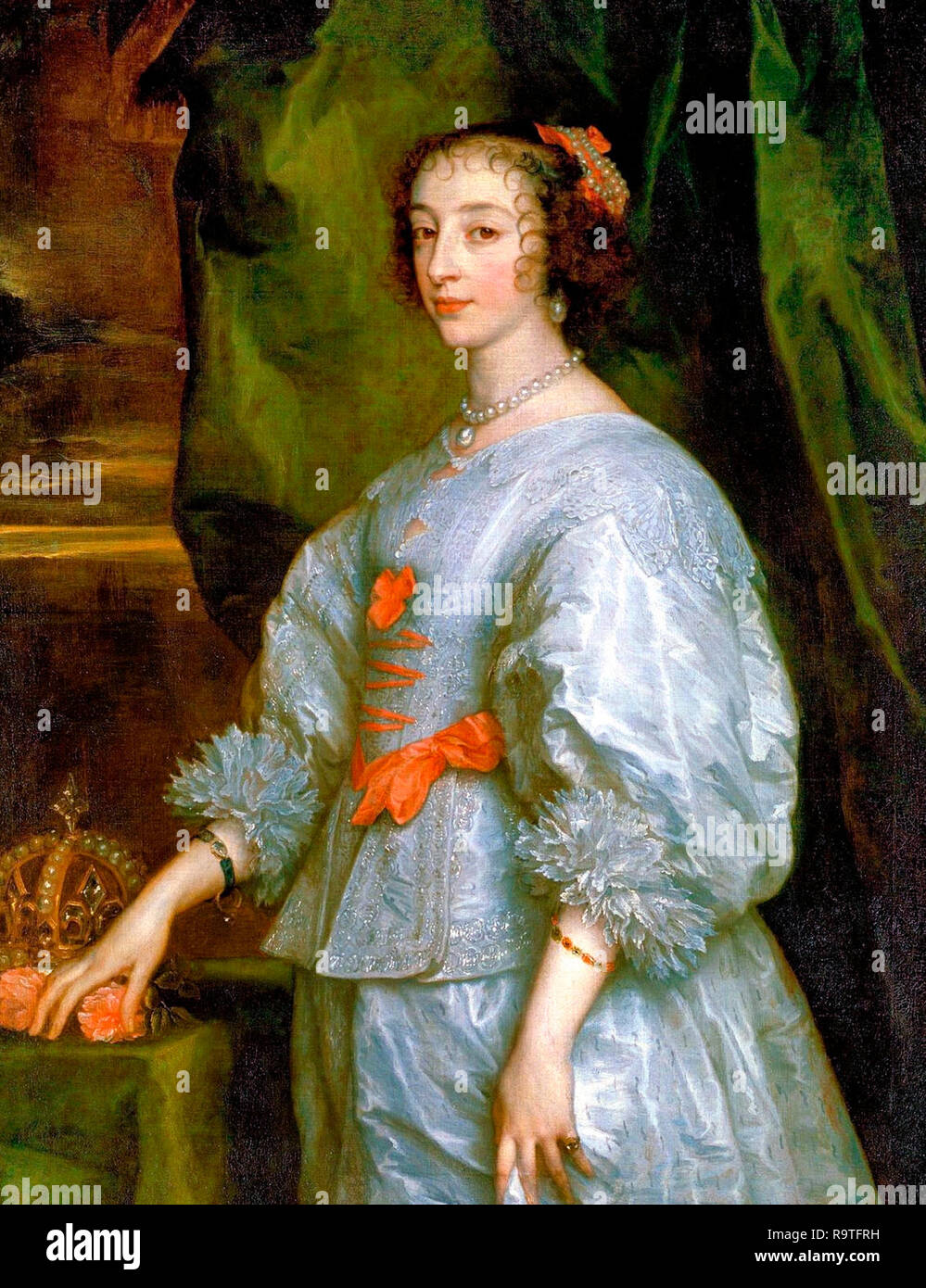 La princesse Henrietta Maria de la France, Reine consort d'Angleterre. C'est le premier portrait d'Henrietta Maria peint par Antoine van Dyck en 1632. Banque D'Images