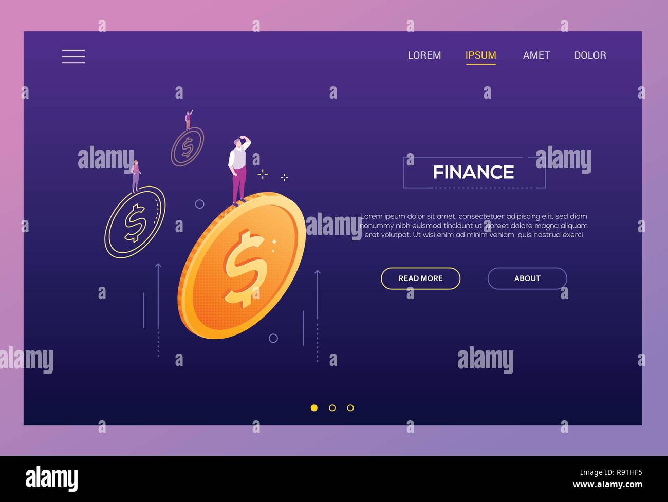 Finances - concept isométrique en-tête site web vecteur moderne Illustration de Vecteur