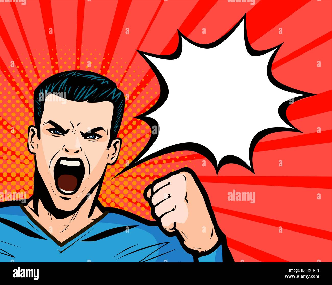 L'homme protestant contre poing. L'opposition, de protestation, de révolution concept. Vector illustration Illustration de Vecteur