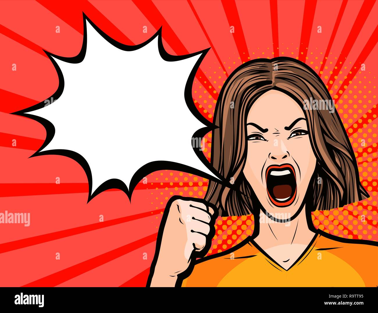 Femme protestent contre poing. L'opposition, de protestation, de révolution concept. Vector illustration Illustration de Vecteur