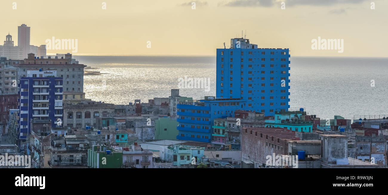 Ville de La Havane avec Hôtel National en arrière-plan, de Cuba. Banque D'Images