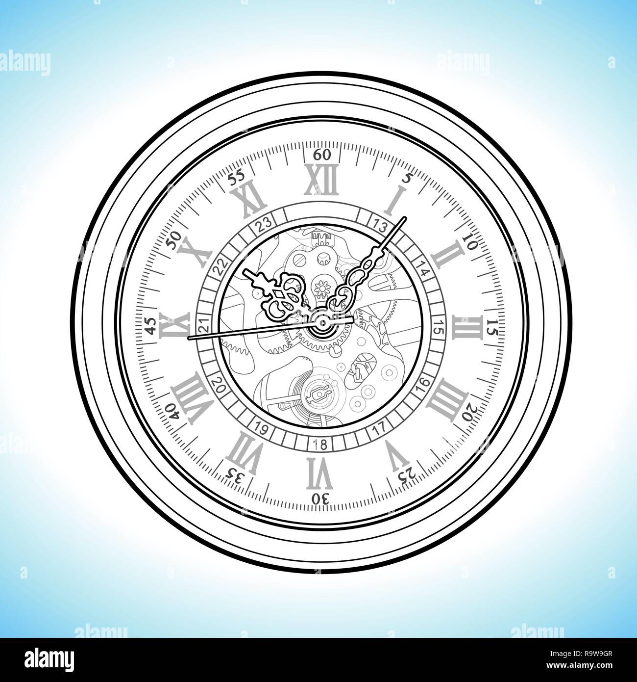 Retro watch croquis vecteur illustration ligne simple Illustration de Vecteur