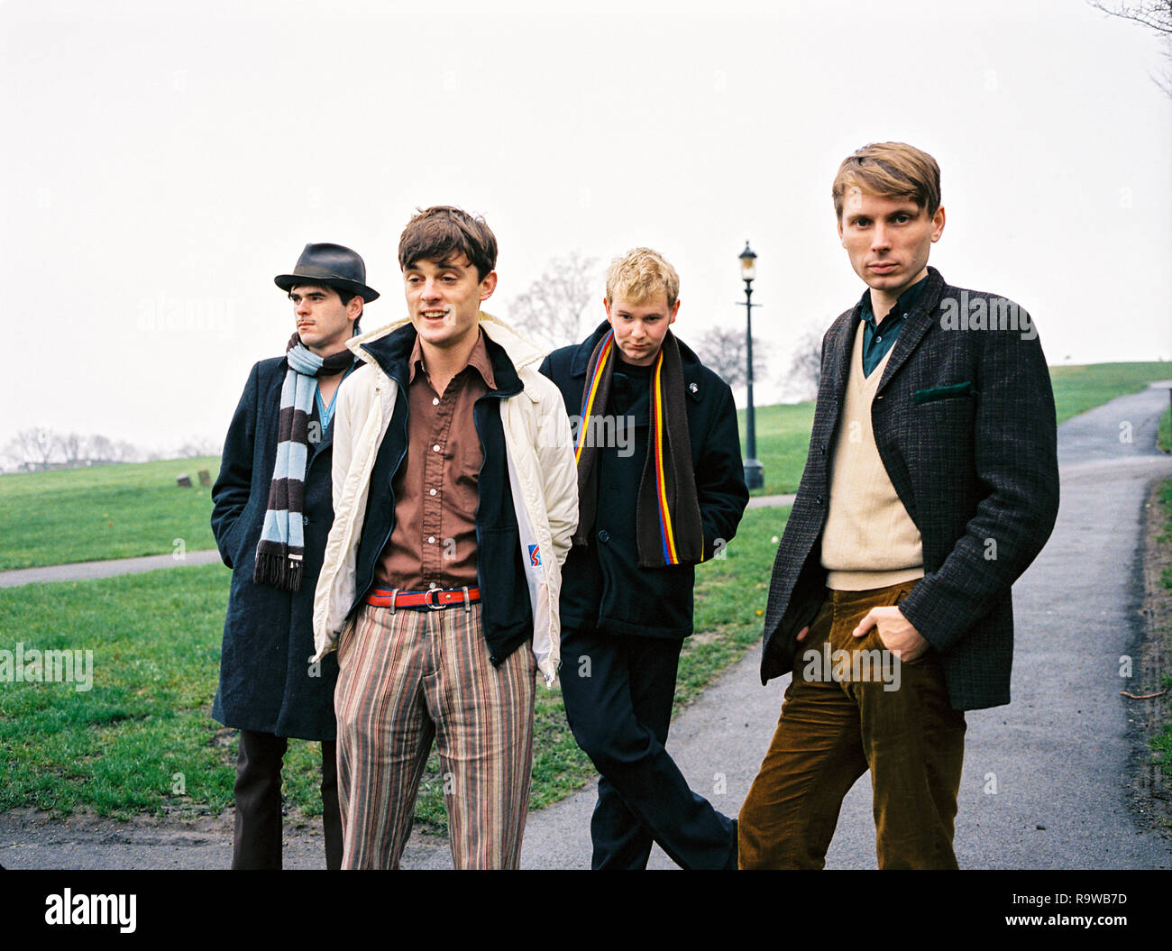 Franz Ferdinand, groupe de rock écossais, photographié à Primrose Hill, Londres, Angleterre, Royaume-Uni. Banque D'Images