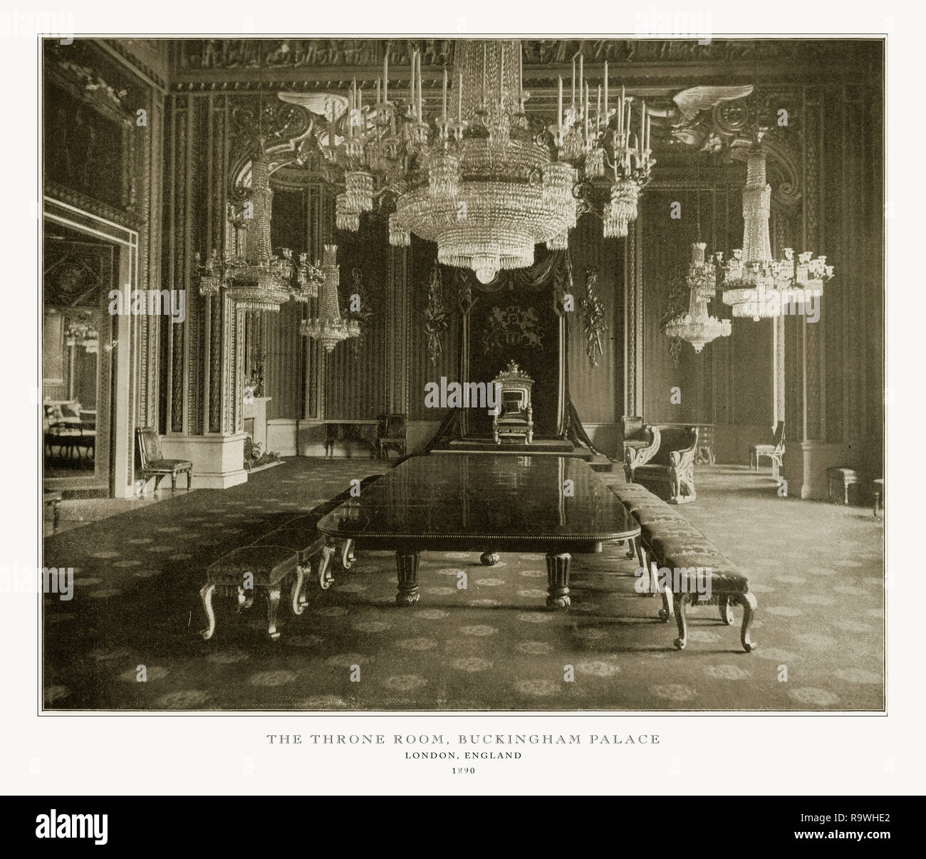 Salle du trône, Buckingham Palace, London, Londres, 1893 Photographie Ancienne Banque D'Images