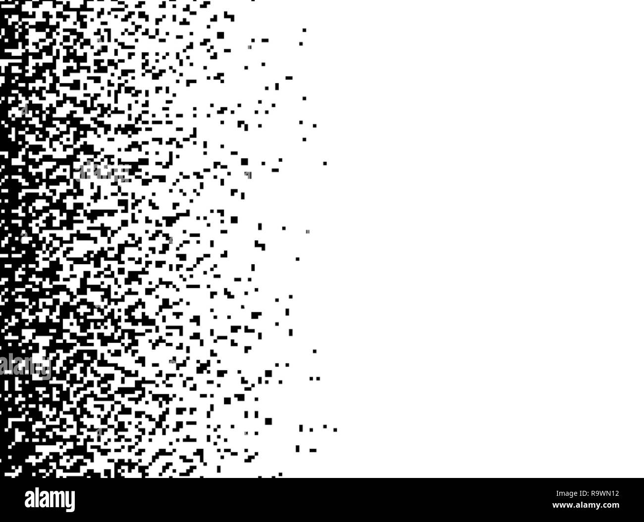 Abstraite noir et blanc texture de fond, commençant en tant que motif dense sur la gauche et, virant au blanc sur la droite Banque D'Images