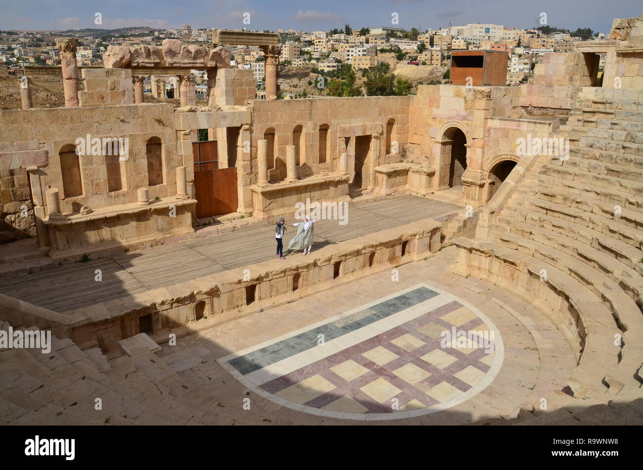 Jerash, Jordanie en amphithéâtre Banque D'Images