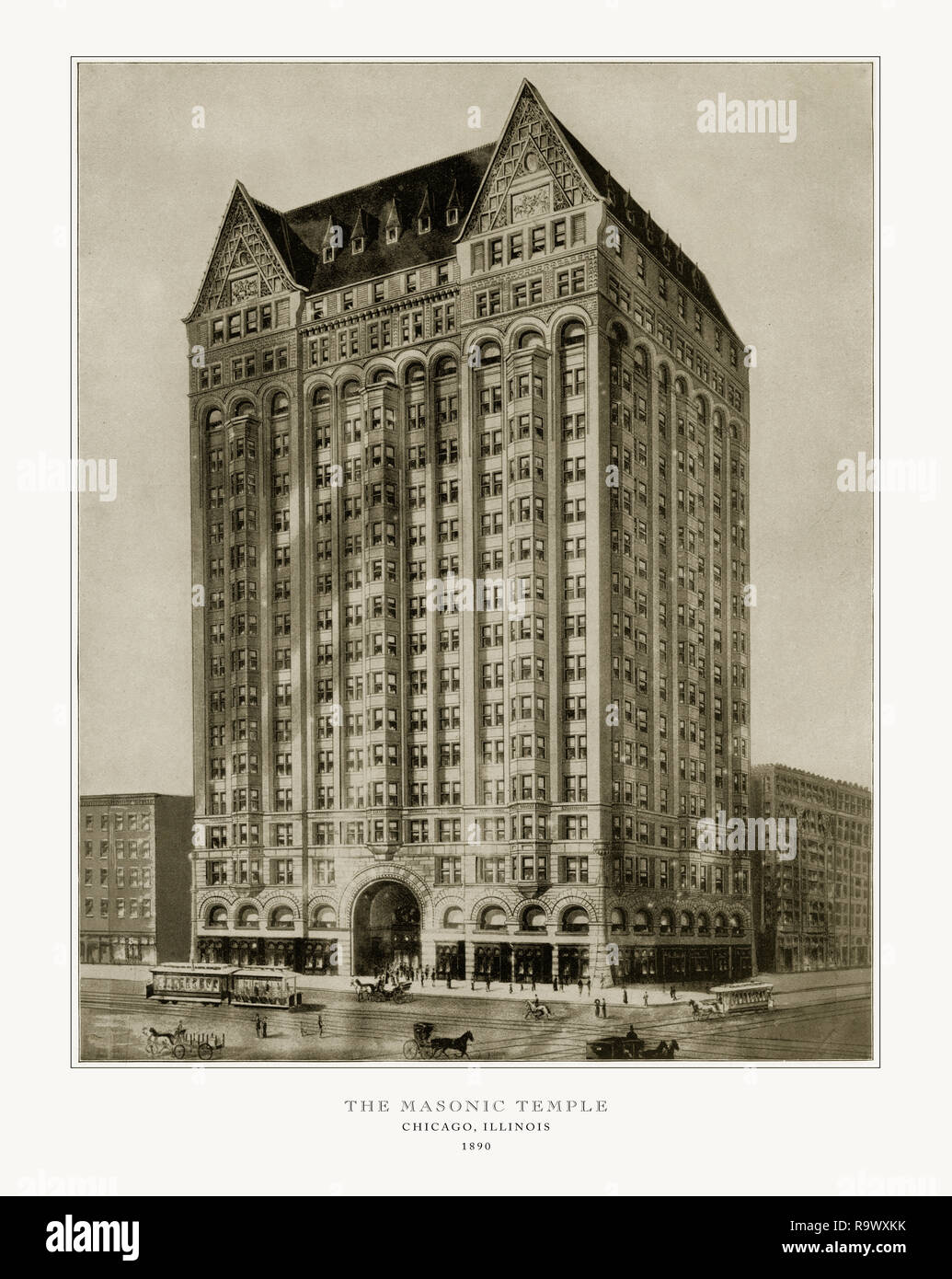 Le temple maçonnique, Chicago, Illinois, United States, 1893, photographie de l'Amérique Antique Banque D'Images