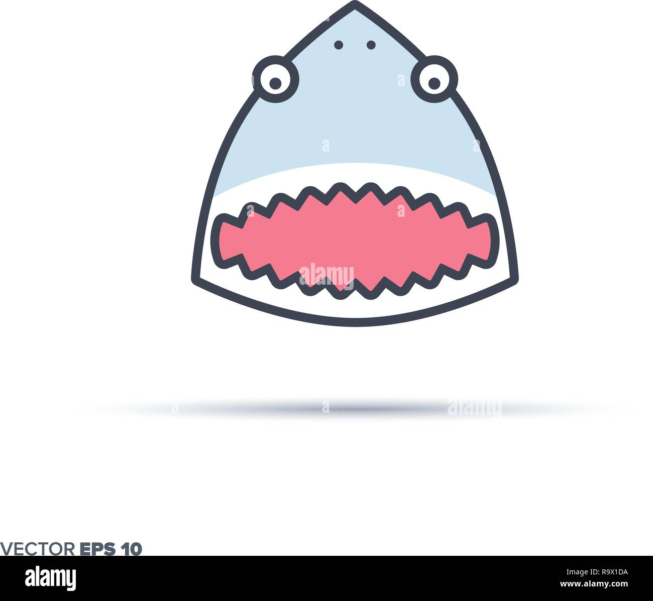 Requin mignon visage contours vector icon avec la couleur de remplissage. Animal drôle illustration. Illustration de Vecteur