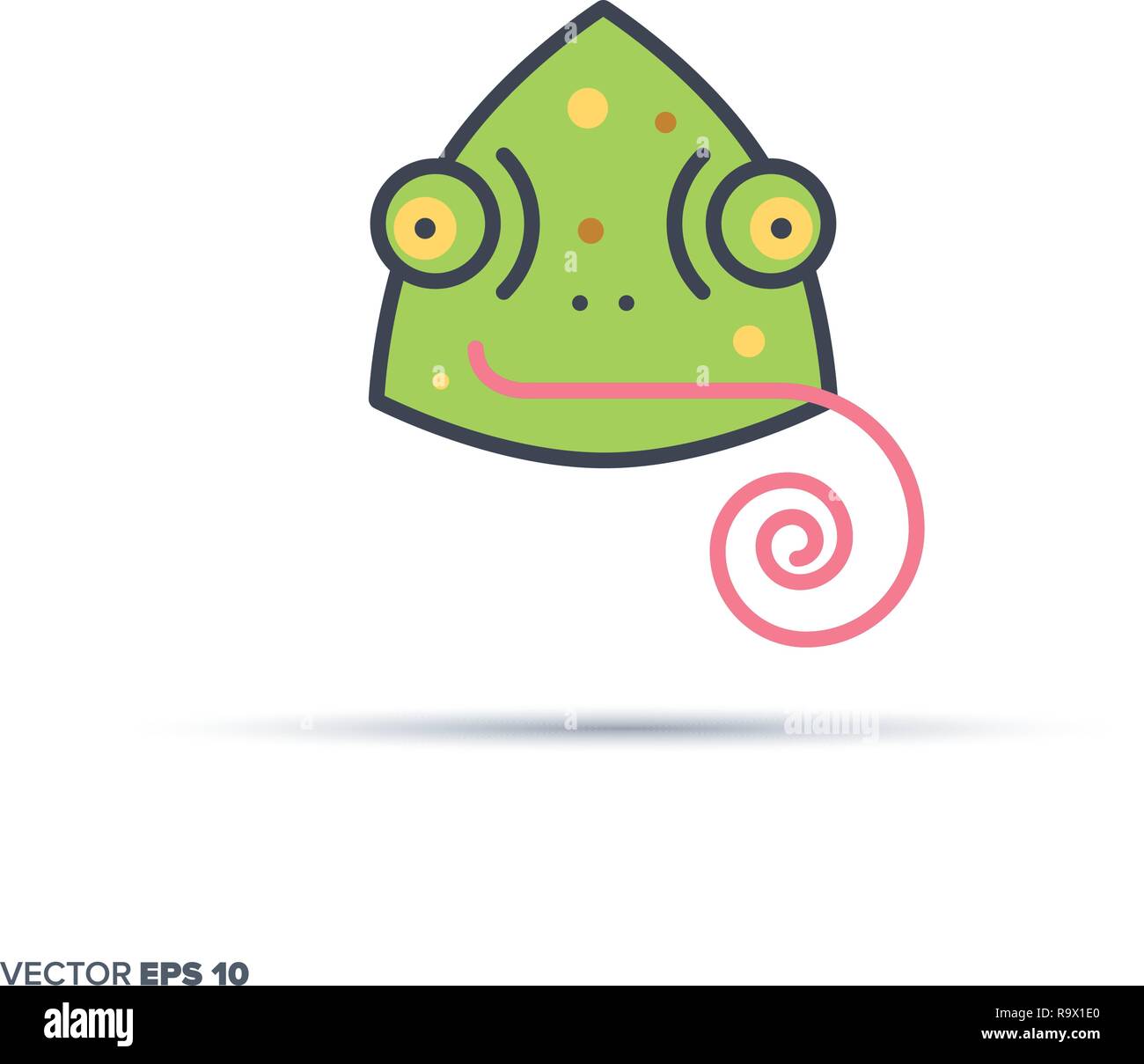 Caméléon mignon visage contours vector icon avec la couleur de remplissage. Animal drôle illustration. Illustration de Vecteur